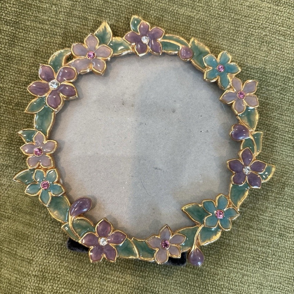 VTG 2001 Burnes of Boston Mini Circular Frames Flowers Rhinestones Feminine Cute - Picture 6 of 9